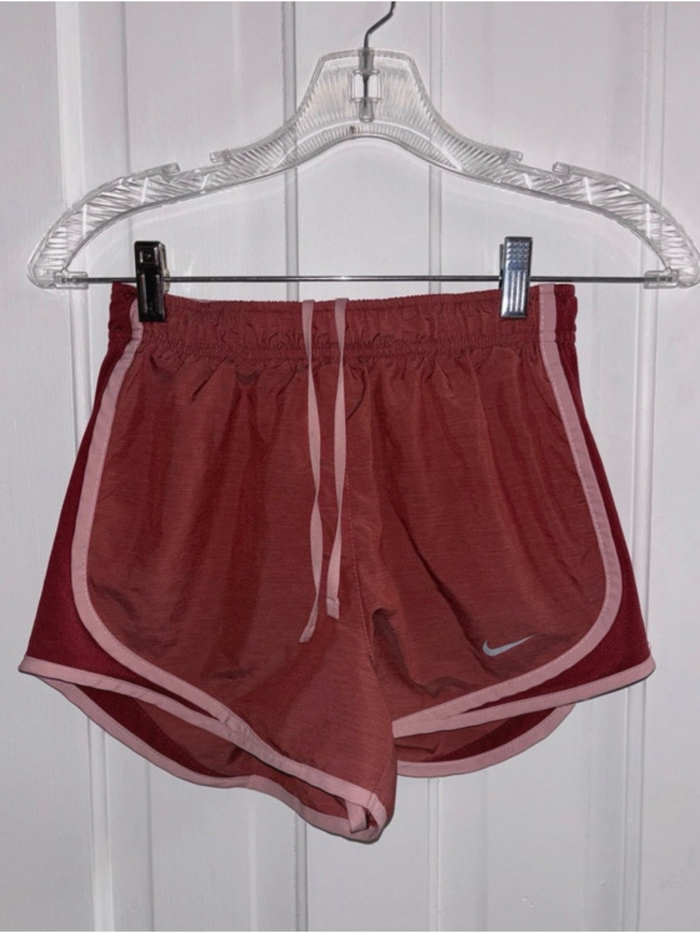 Nike Women's Rose Dust Running Shorts with Light Pink Trim